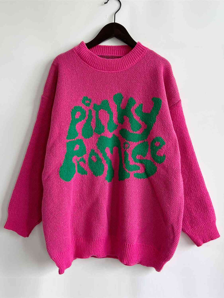 Pinky Promise Comfort Knit Sweater with Trendy Graphic Design