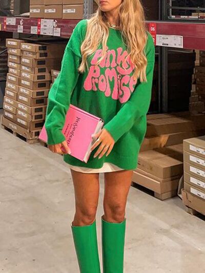 Chic Comfort PINKY PROMISE Round Neck Sweater for Women