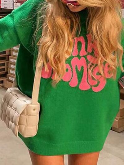 Chic Comfort PINKY PROMISE Round Neck Sweater for Women