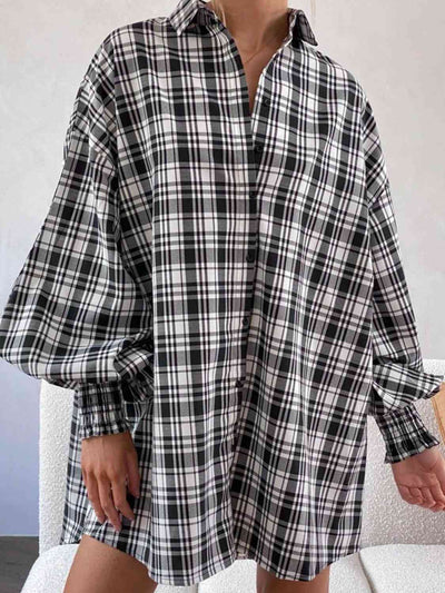 Stylish Checkered Lantern Sleeve Top for Trendy Fashion