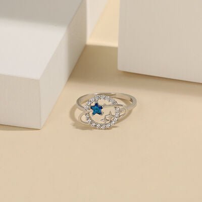 Planet Shape Inlaid Zircon Sterling Silver Ring 925 Elegant Timeless Jewelry For Women
