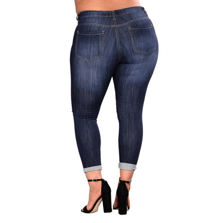 Stylish Plus Size Distressed Skinny Jeans with High Stretch Comfort for Women