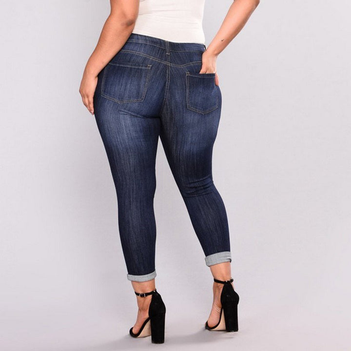 Stylish Plus Size Distressed Skinny Jeans with High Stretch Comfort for Women