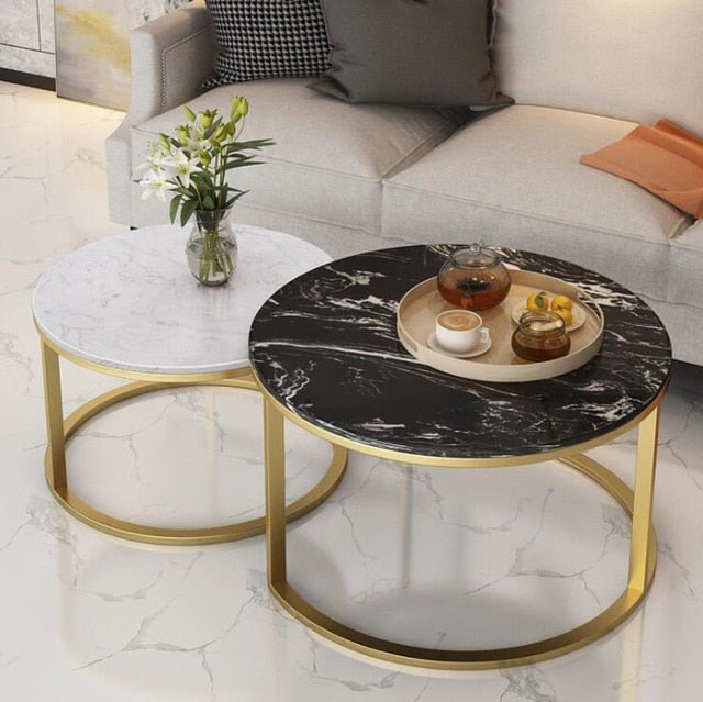 Popular Modern 100% Marble Round Coffee Table for Living Room 2 in 1 Combination Tea Table