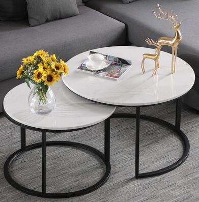 Popular Modern 100% Marble Round Coffee Table for Living Room 2 in 1 Combination Tea Table