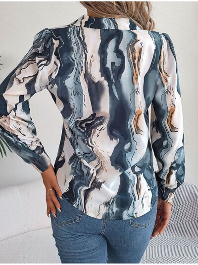 Chic Patterned Long Sleeve Dress Shirt