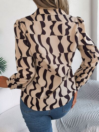 Chic Patterned Long Sleeve Dress Shirt