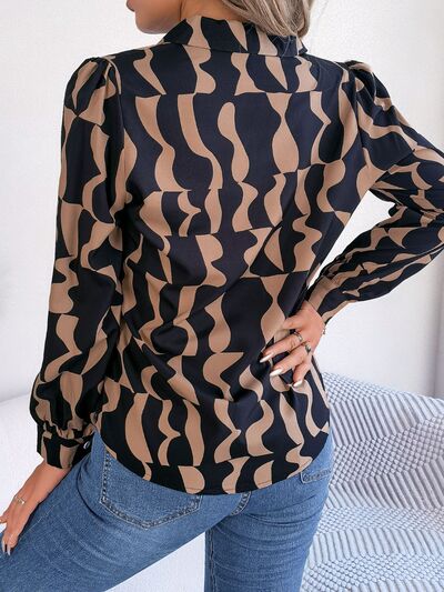 Chic Patterned Long Sleeve Dress Shirt