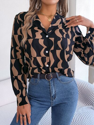 Chic Patterned Long Sleeve Dress Shirt for Stylish Elegance