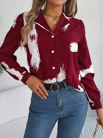 Chic Patterned Collared Button-Up Shirt for Stylish Wear