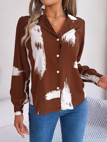 Chic Patterned Collared Button-Up Shirt for Stylish Wear