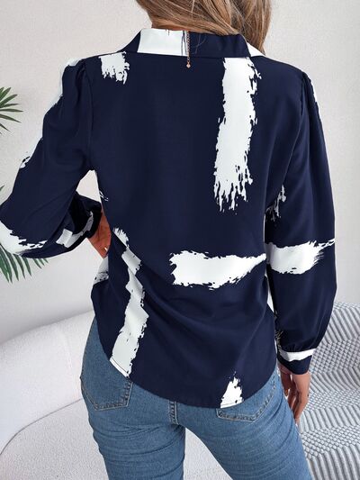 Chic Patterned Collared Button-Up Shirt for Stylish Wear