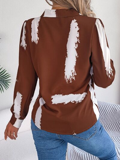 Chic Patterned Collared Button-Up Shirt for Stylish Wear
