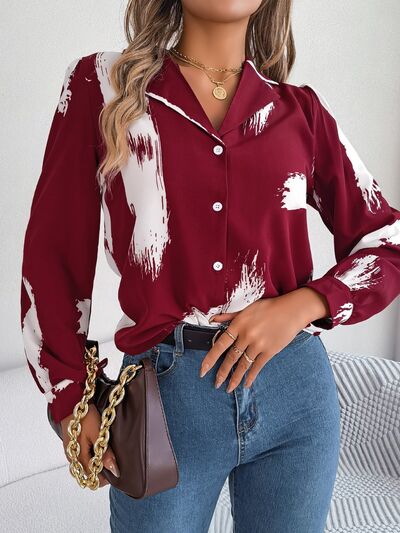 Chic Patterned Collared Button-Up Shirt for Stylish Wear