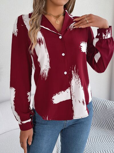 Chic Patterned Collared Button-Up Shirt for Stylish Wear