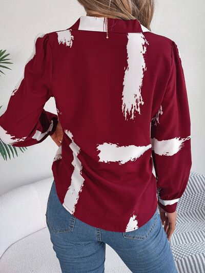Chic Patterned Collared Button-Up Shirt for Stylish Wear