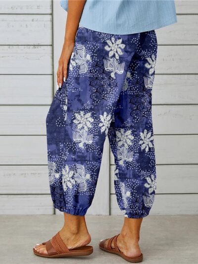 Chic Printed Tie-Detail Cropped Pants