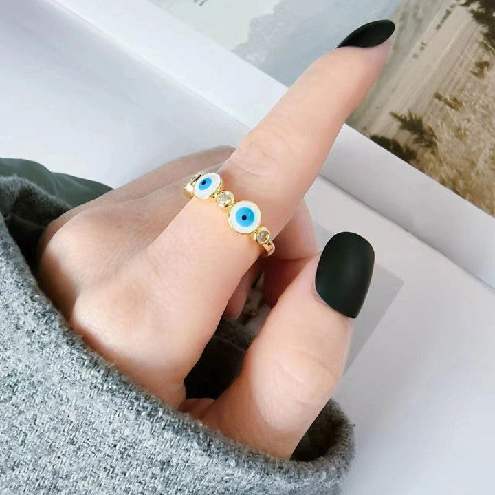 Punk Earrings Silver Color Simple Delicate Eyes Open Adjustable Ring For Woman Students Jewelry Gifts