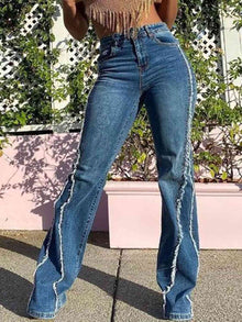 Raw Hem Distressed High Rise Jeans for Effortless Style
