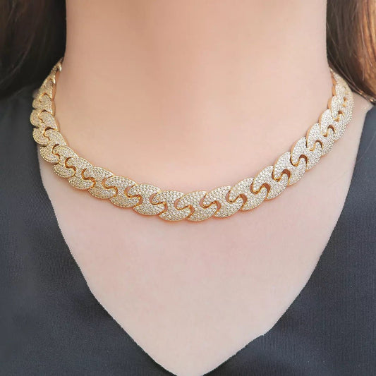 Real Gold Plated Cuban Link Necklace Premium Luxury Jewelry Statement Necklace With High Shine Finish For Everyday Wear