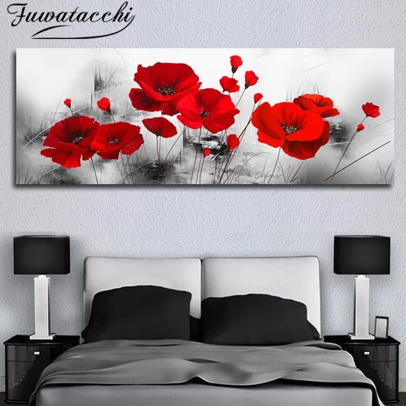 Red Rose Oil Canvas Paintings HD Modern Flowers(NoFrame)