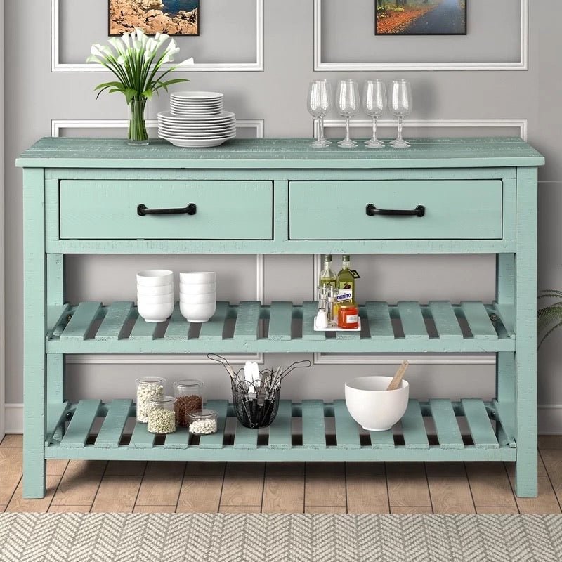Retro Console Table For Entryway With Drawers