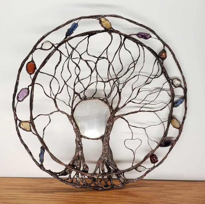 Retro Round Tree Of Life Ring Metal Pendant Wall Decoration Artwork
