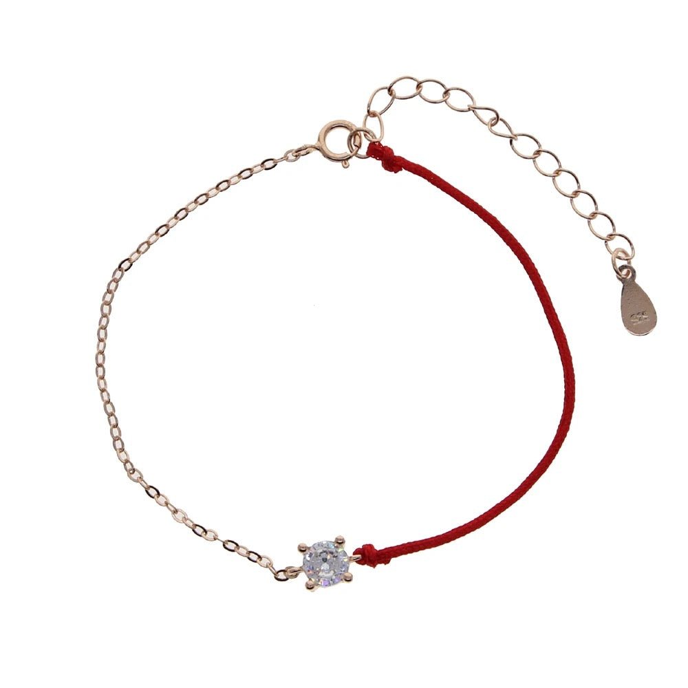 Rose Gold Plated Spring Chain Bracelet In 925 Sterling Silver With 5A Round Heart And Oval Charm Shapes