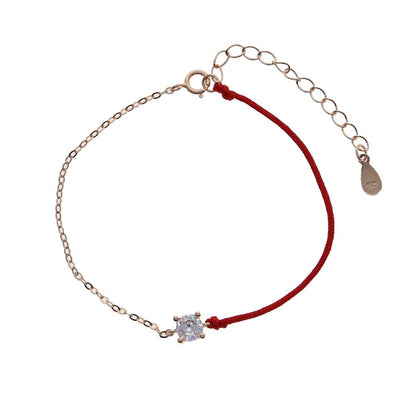 Rose Gold Plated Spring Chain Bracelet In 925 Sterling Silver With 5A Round Heart And Oval Charm Shapes