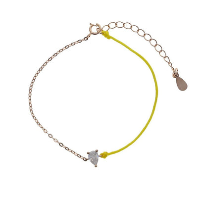 Rose Gold Plated Spring Chain Bracelet In 925 Sterling Silver With 5A Round Heart And Oval Charm Shapes