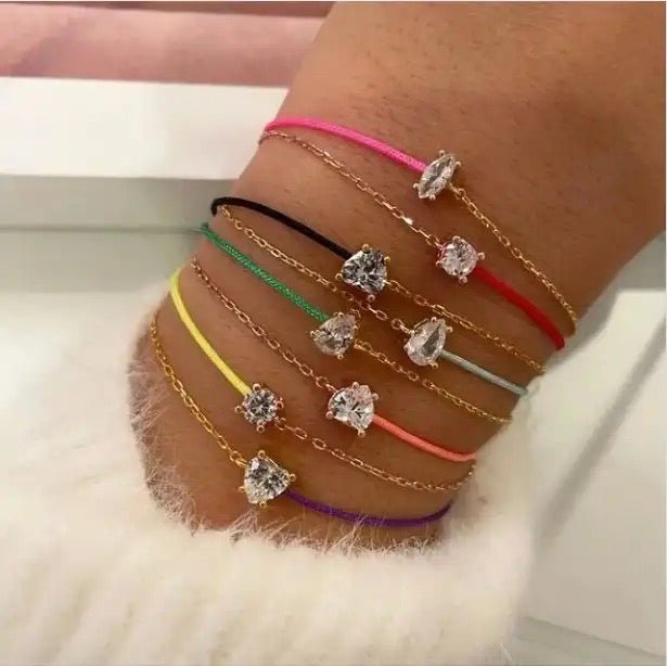 Rose Gold Plated Spring Chain Bracelet In 925 Sterling Silver With 5A Round Heart And Oval Charm Shapes