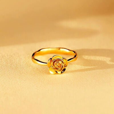 Rose Shape 18K Gold Plated Ring Elegant Rose Jewelry Gift for Her Classic Statement Accessory