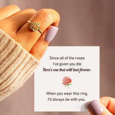 Rose Shape 18K Gold Plated Ring Elegant Rose Jewelry Gift for Her Classic Statement Accessory