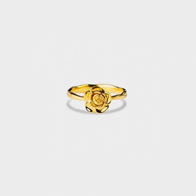Rose Shape 18K Gold Plated Ring Elegant Rose Jewelry Gift for Her Classic Statement Accessory