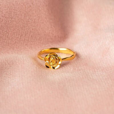 Rose Shape 18K Gold Plated Ring Elegant Rose Jewelry Gift for Her Classic Statement Accessory