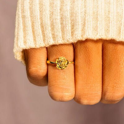Rose Shape 18K Gold Plated Ring Elegant Rose Jewelry Gift for Her Classic Statement Accessory