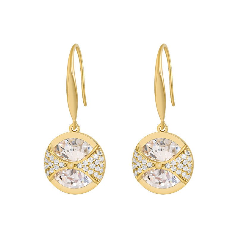 Round Large Diamond Earrings Simple Cool Female Temperament Earrings Fashion Personality Earrings