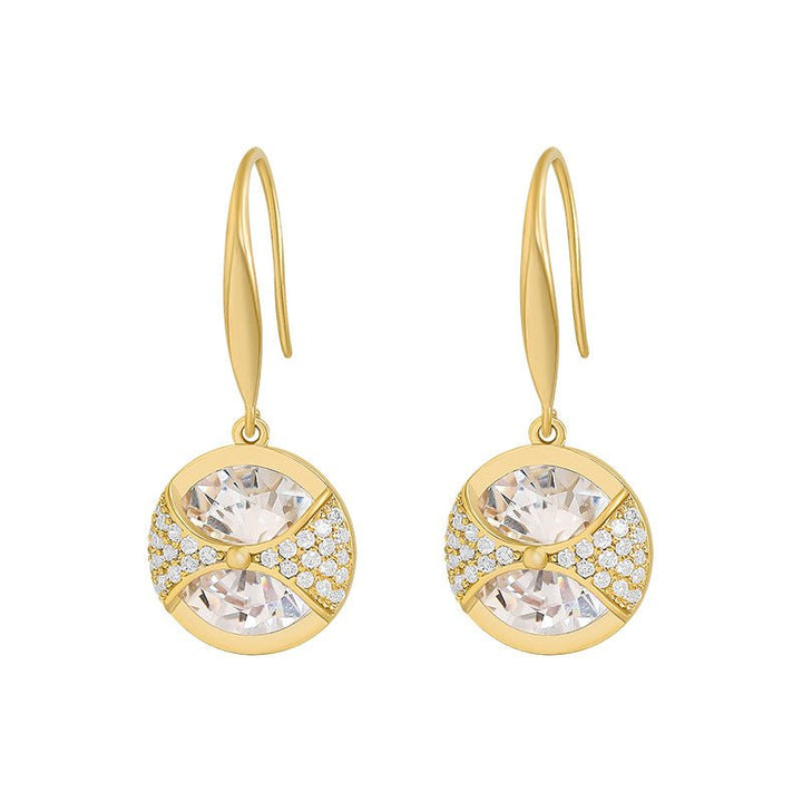 Round Large Diamond Earrings Simple Cool Female Temperament Earrings Fashion Personality Earrings