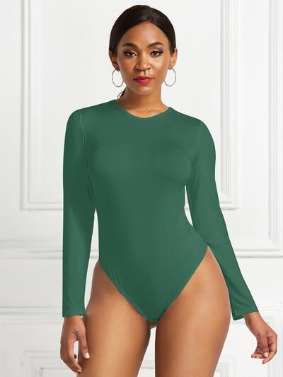 Stylish Round Neck Long Sleeve Bodysuit