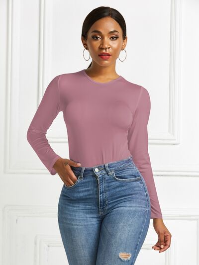 Stylish Round Neck Long Sleeve Bodysuit