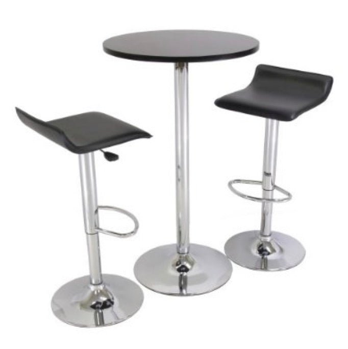 Set of 2 Modern Air-Lift Adjustable Bar Stools with Black Seat