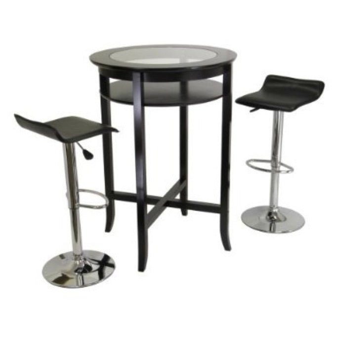 Set of 2 Modern Air-Lift Adjustable Bar Stools with Black Seat