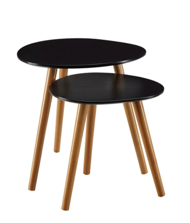 Set of 2 - Modern Mid-Century Style Nesting Tables End Table in Black