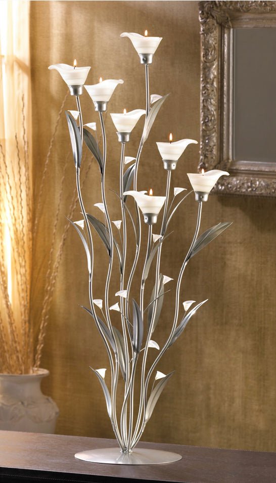 Silver Calla Lily Candle Holder