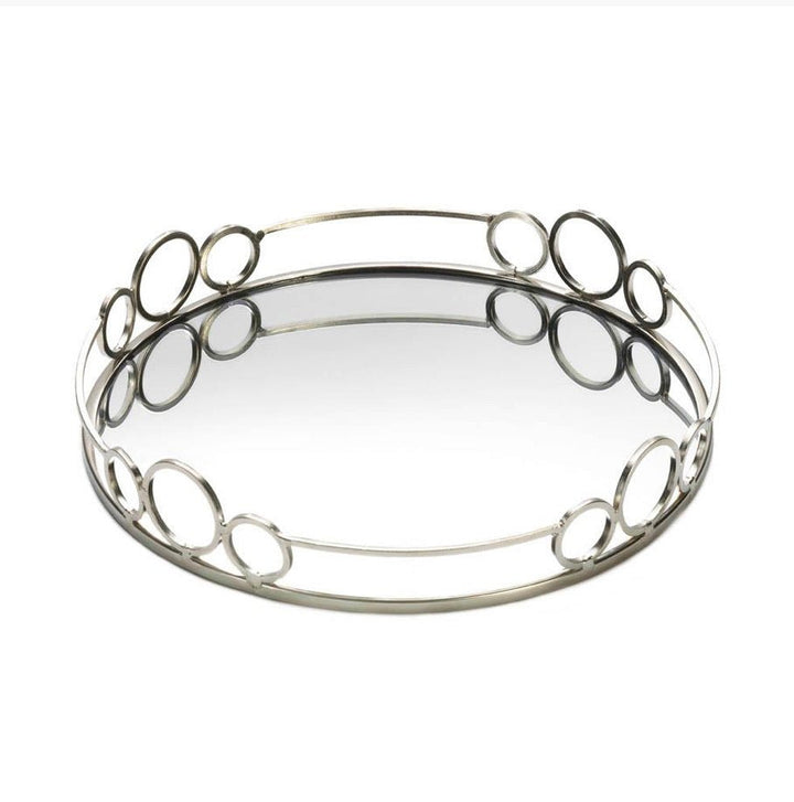 Silver Circles Mirrored Tray