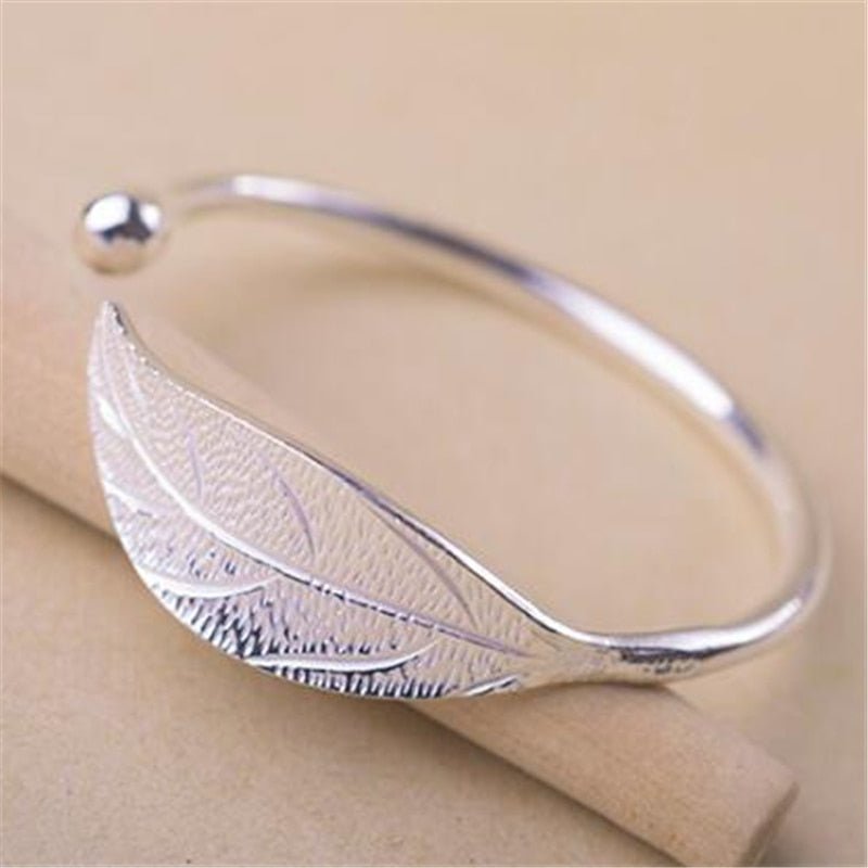 Silver Plated Leaf Charm Bracelets & Bangles For Women Wedding Adjustable Bracelet Pulseira Feminina SL206