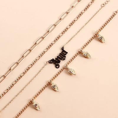 Simple fashion conch anklet set personality multi layer chain metal anklet for women