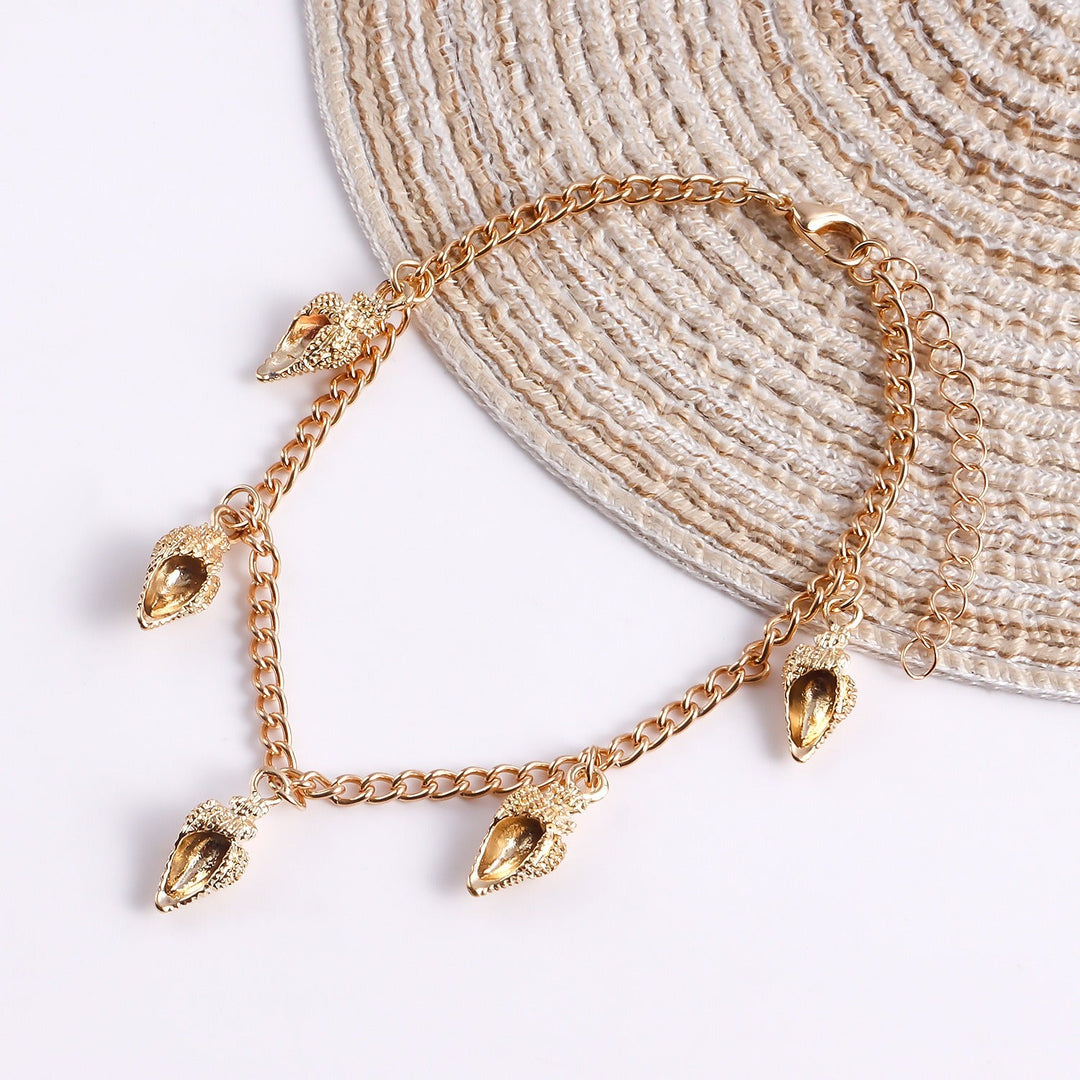 Simple fashion conch anklet set personality multi layer chain metal anklet for women