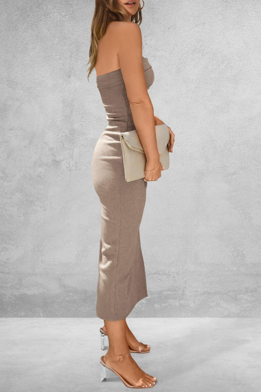 Chic Slit Tube Midi Dress for Elegant Occasions