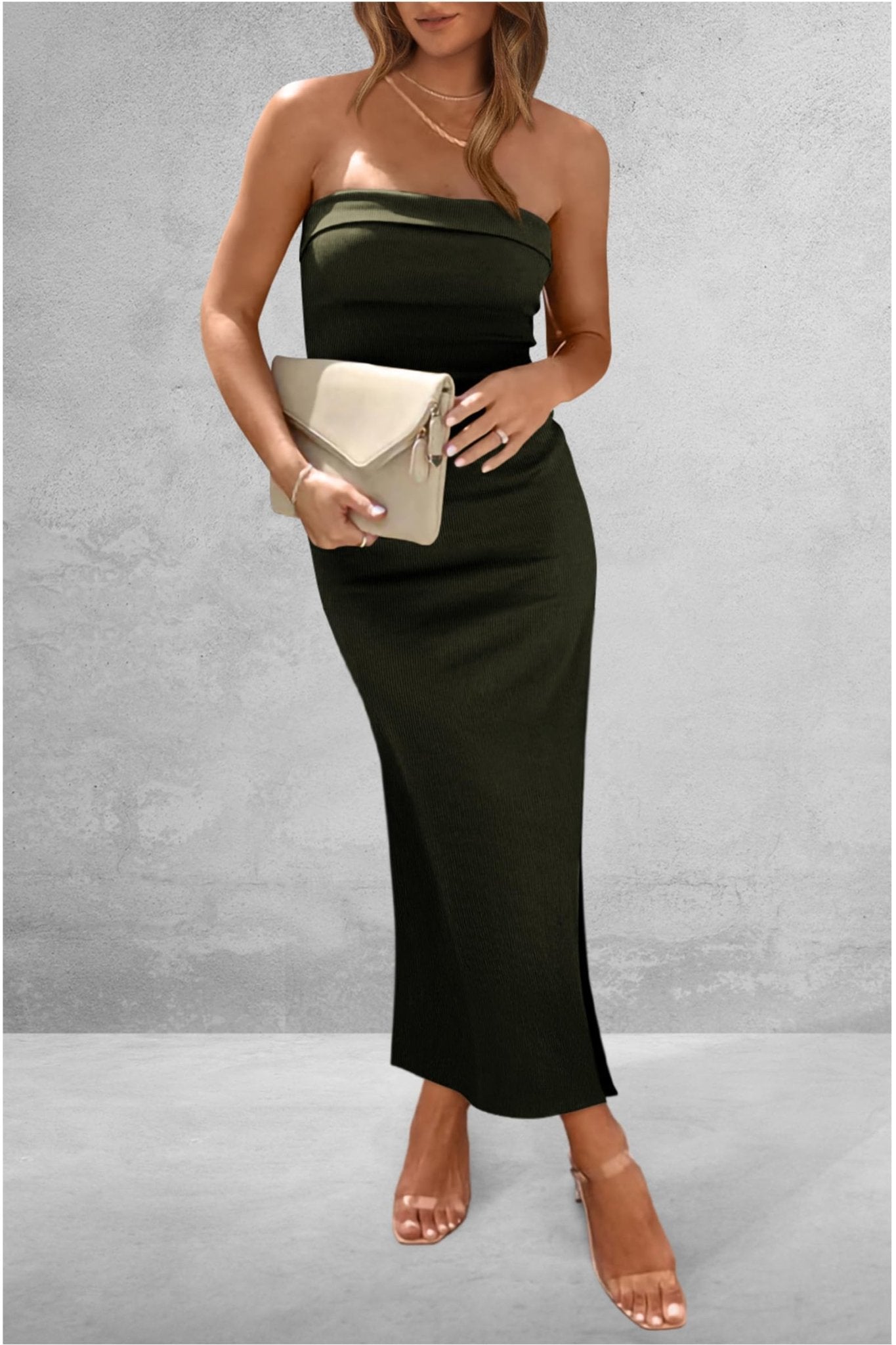 Chic Slit Tube Midi Dress for Elegant Occasions